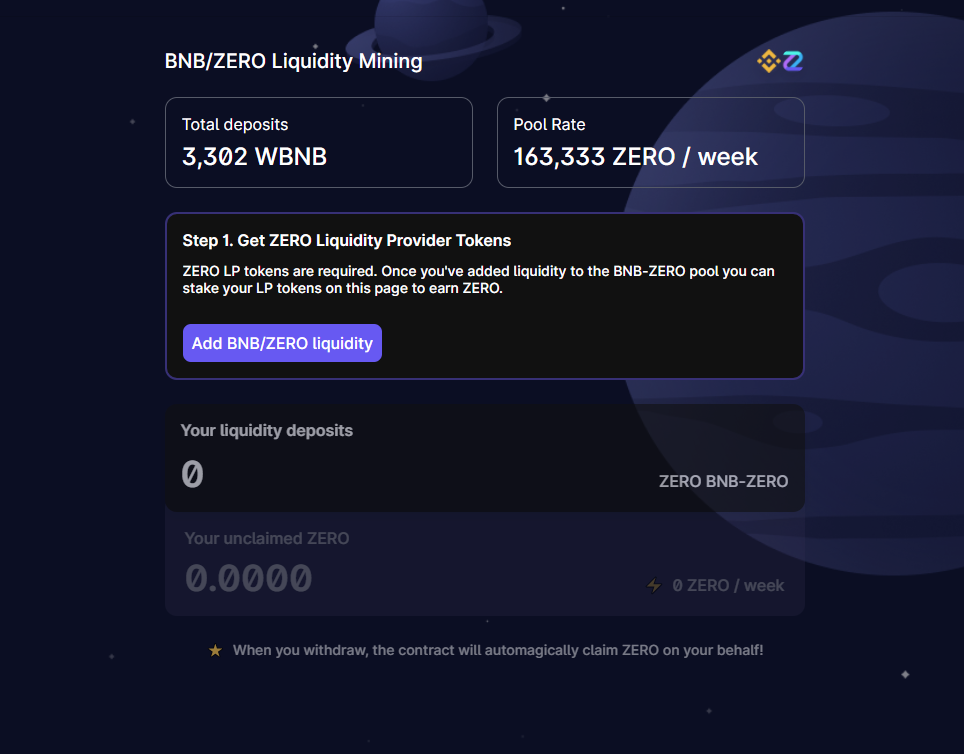 Add Staking BNB-ZERO 1