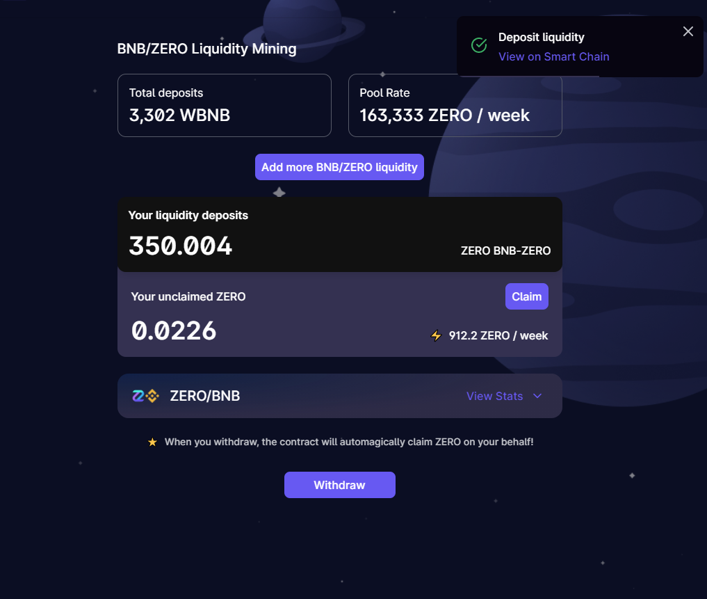 Add Staking BNB-ZERO 15