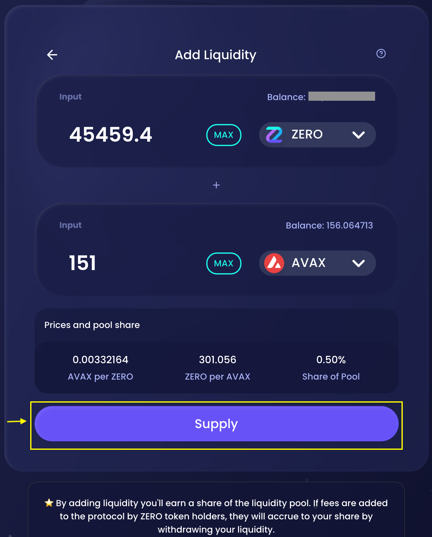 Select liquidity pool