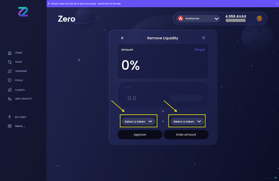 Select liquidity pool