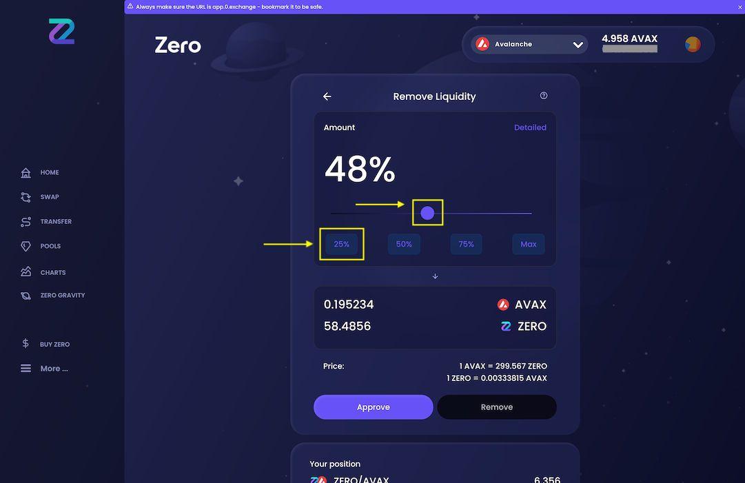 Select liquidity pool