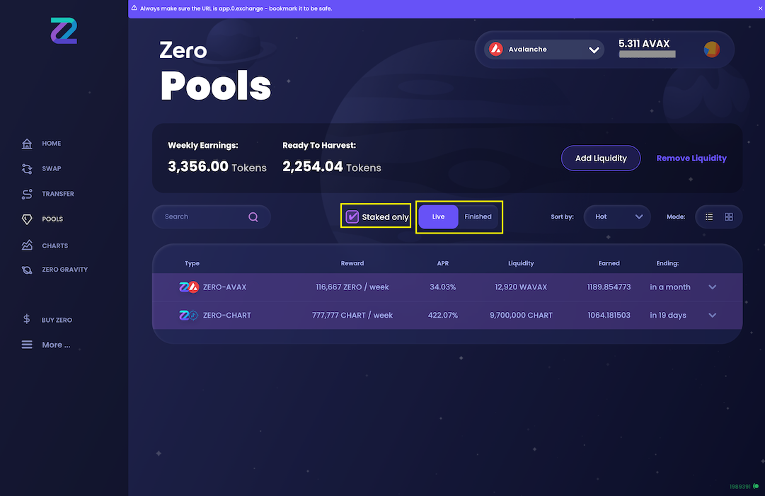 Select liquidity pool