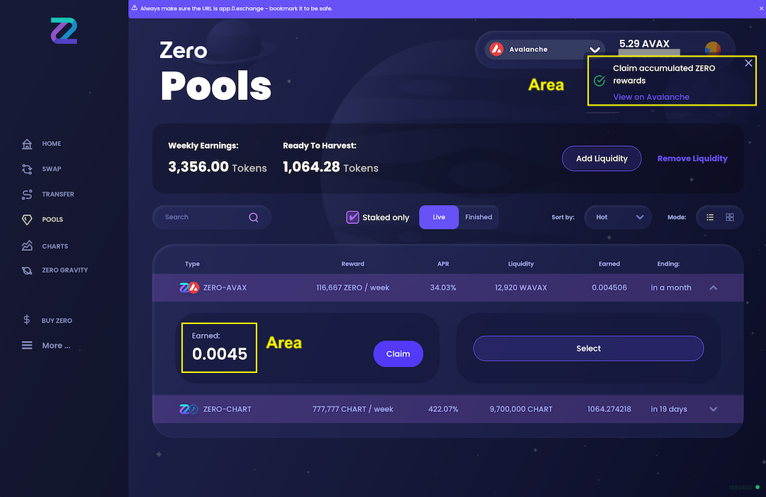 Select liquidity pool