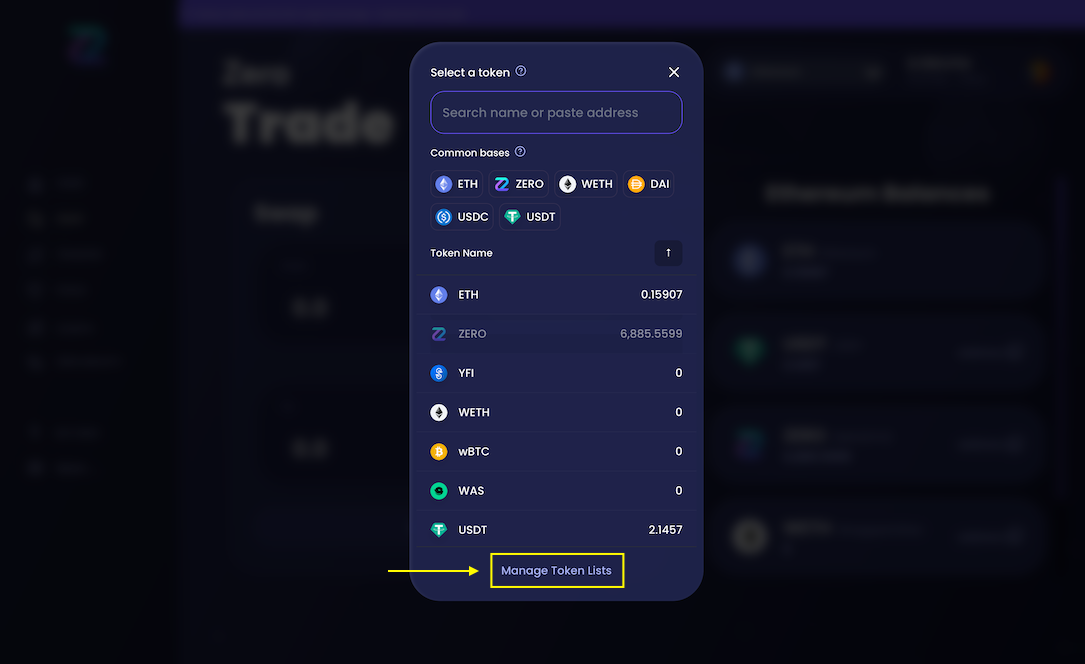 Select liquidity pool